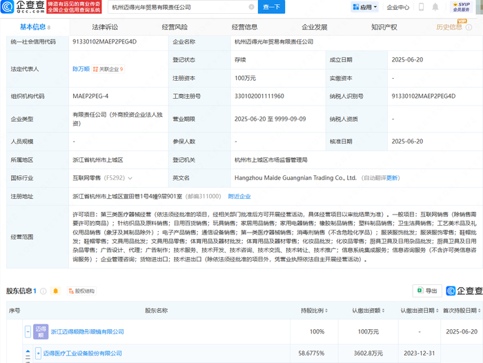 邁得醫(yī)療拓展業(yè)務(wù)版圖，投資成立貿(mào)易公司聚焦針紡織品及原料銷售